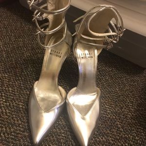 Stuart weitzman silver strap pump